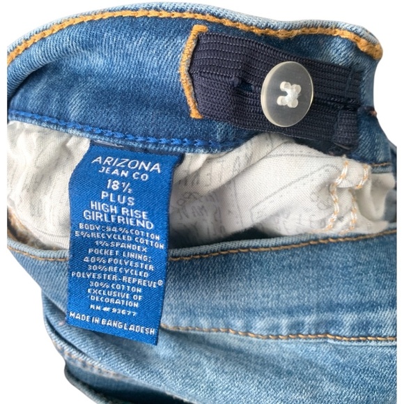 Arizona Jeans Womens Denim Jeans Size 18 1/2 Plus High Rise Girlfriend - Picture 6 of 9